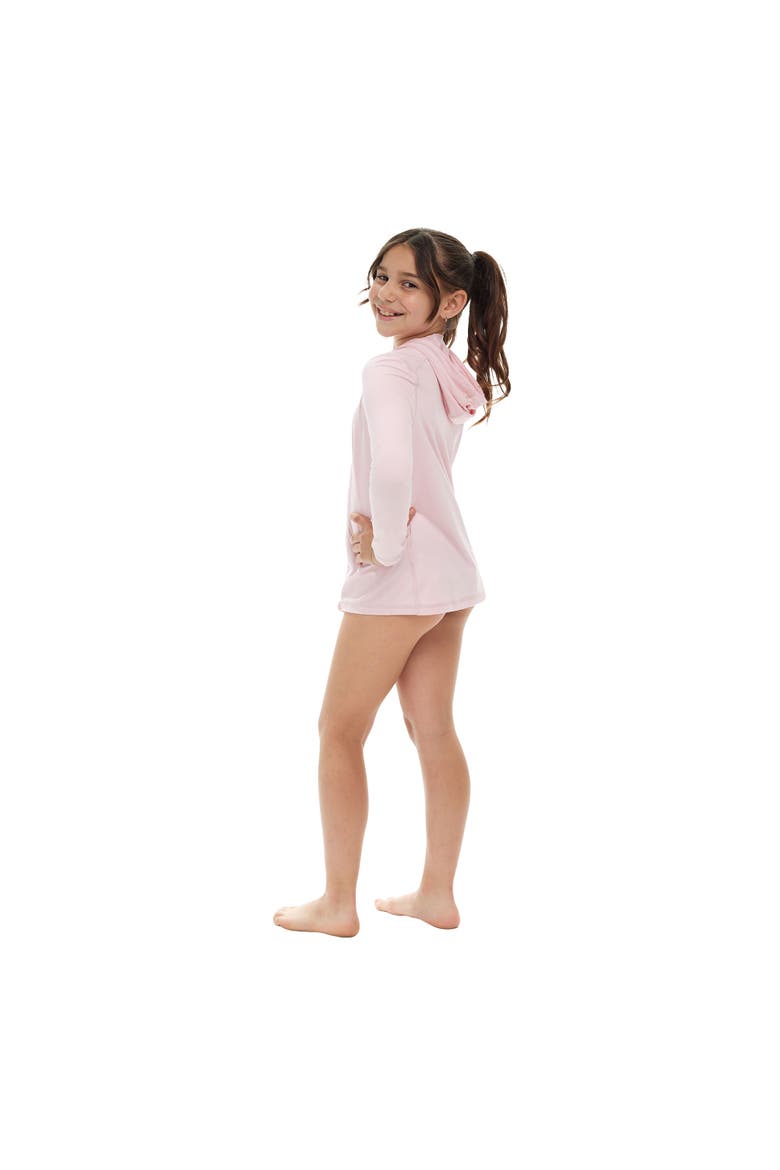 Kid's Long Sleeve Full Zip Hoodie Top with Sun and UV Protection, Alternate, color, Tickle Me Pink