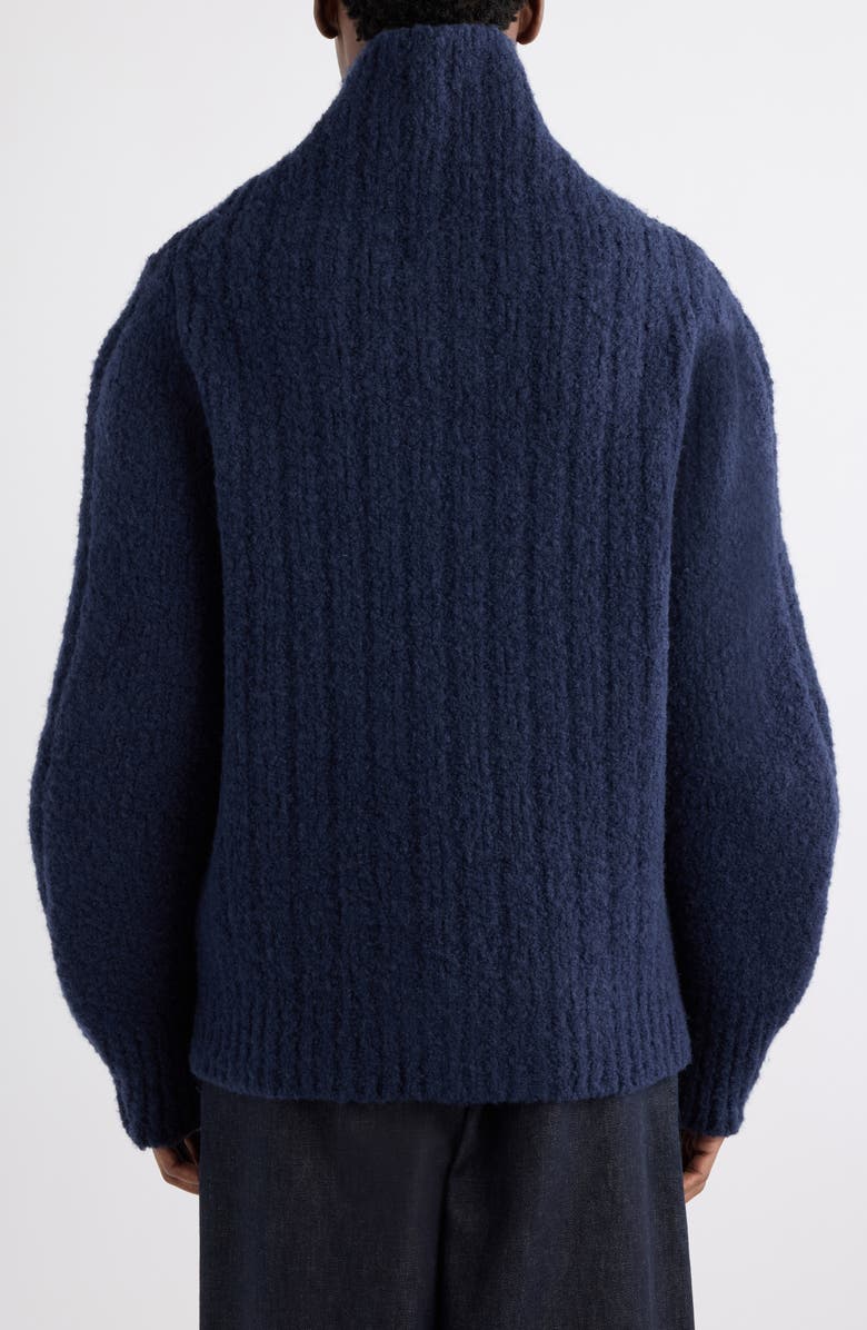 Dries Van Noten Major Funnel Neck Wool Sweater, Alternate, color, Navy