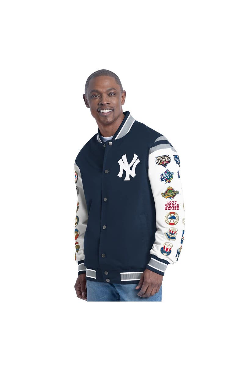 G-III SPORTS BY CARL BANKS Men's G-III Sports by Carl Banks  Navy New York Yankees Recruit Commemorative Full-Snap Varsity Jacket, Main, color, 