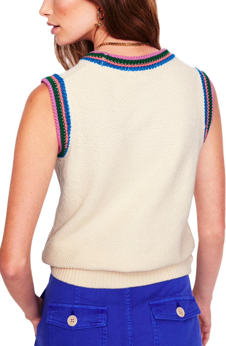 Boden Stripe Trim Sweater Vest, Alternate, color,