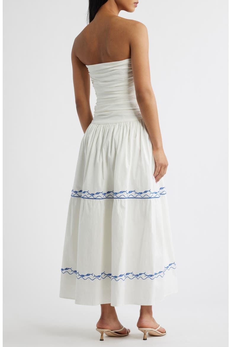 Oia Strapless Maxi Dress, Alternate, color, WHITE/ BLUE