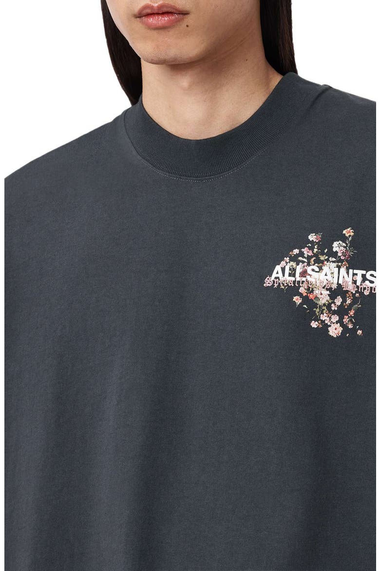 Valen Oversize Floral Logo Graphic T-Shirt, Alternate, color, WASHED BLACK