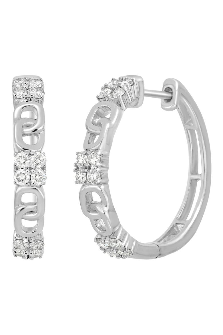 Diamond Chain Textured Hoop Earrings (Nordstrom Exclusive), Main, color, 18K WHITE GOLD