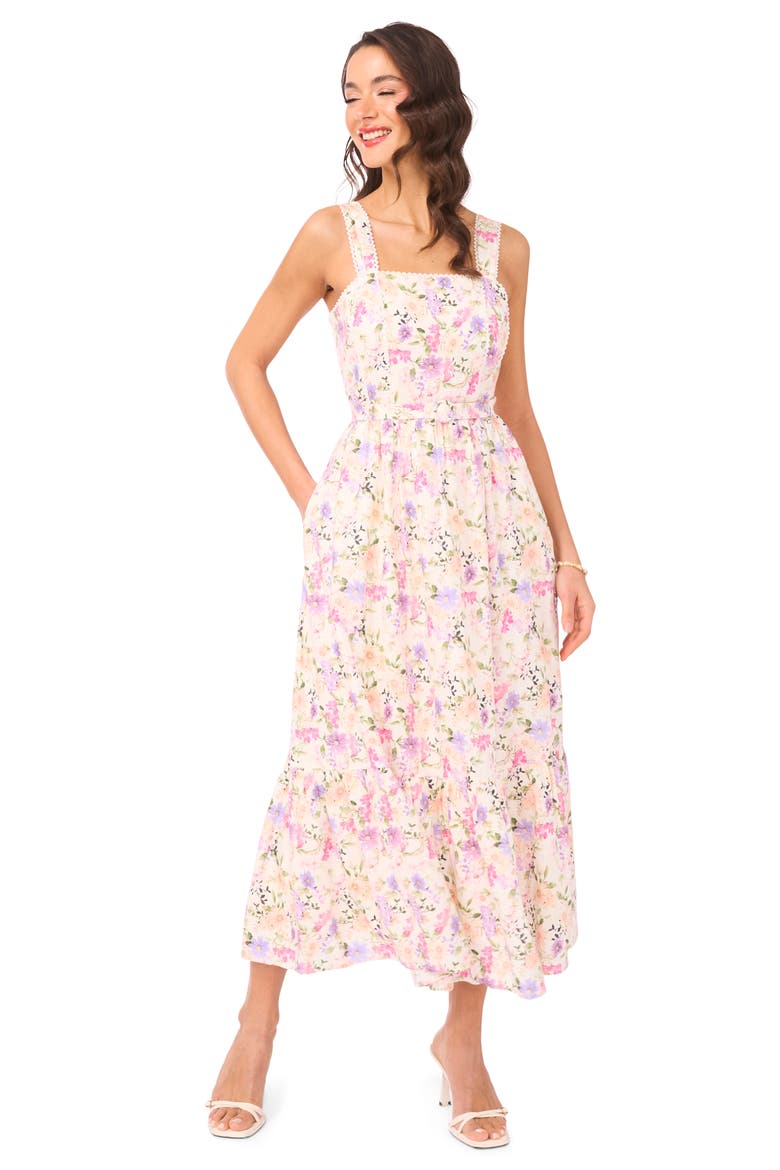 Floral Midi Sundress, Alternate, color, NEW IVORY