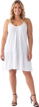 24seven Comfort Apparel Curvy Essential Scoop Neck Spaghetti Strap Pocket A-Line Mini Dress