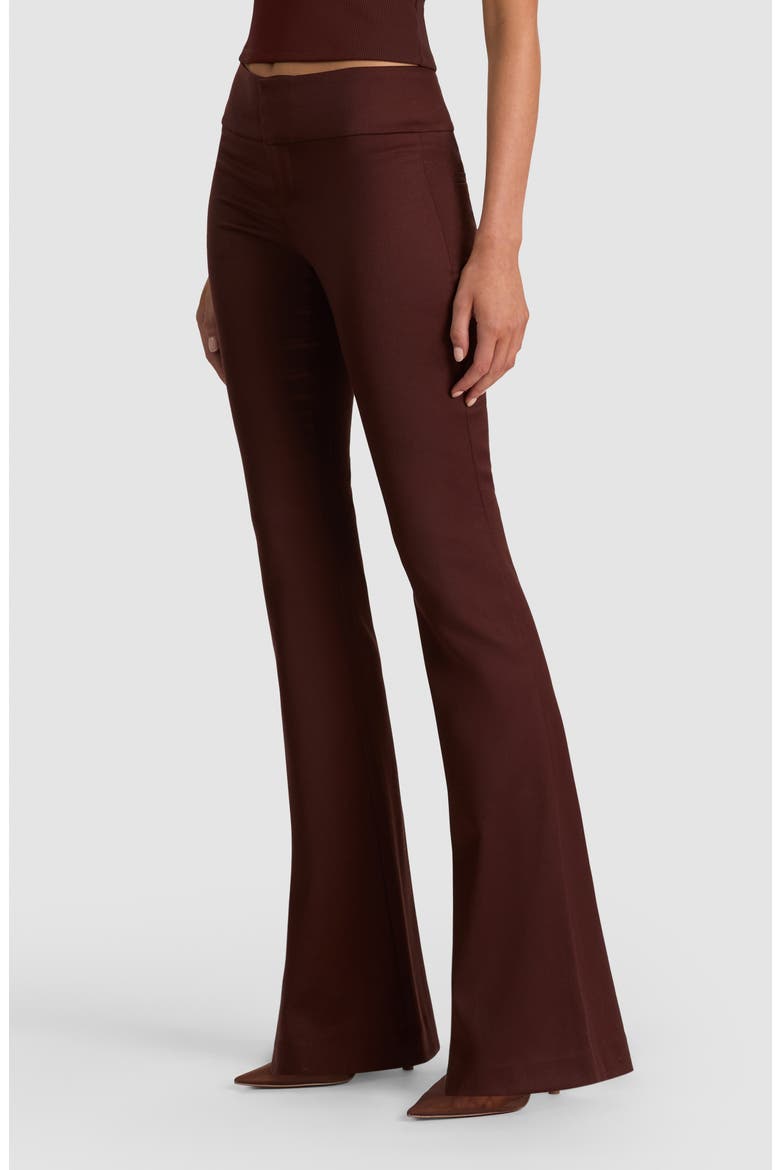 Olivia Satin Flare Wool Blend Pants, Alternate, color, DARK CHOCOLATE