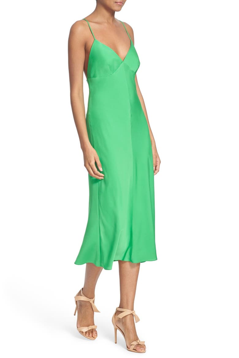 Stretch Silk Slipdress, Alternate, color, GREEN