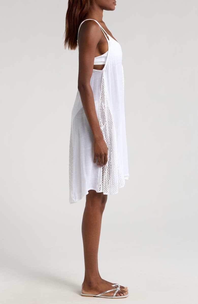 Elan Open Stitch Sleeveless Cover-Up Dress, Alternate, color, White