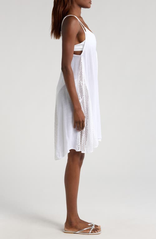 Elan Open Stitch Sleeveless Cover-up Dress In White