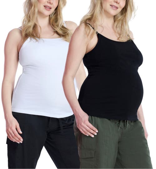 Motherhood Maternity Clip Down Nursing Tank Top Cami In Black & White