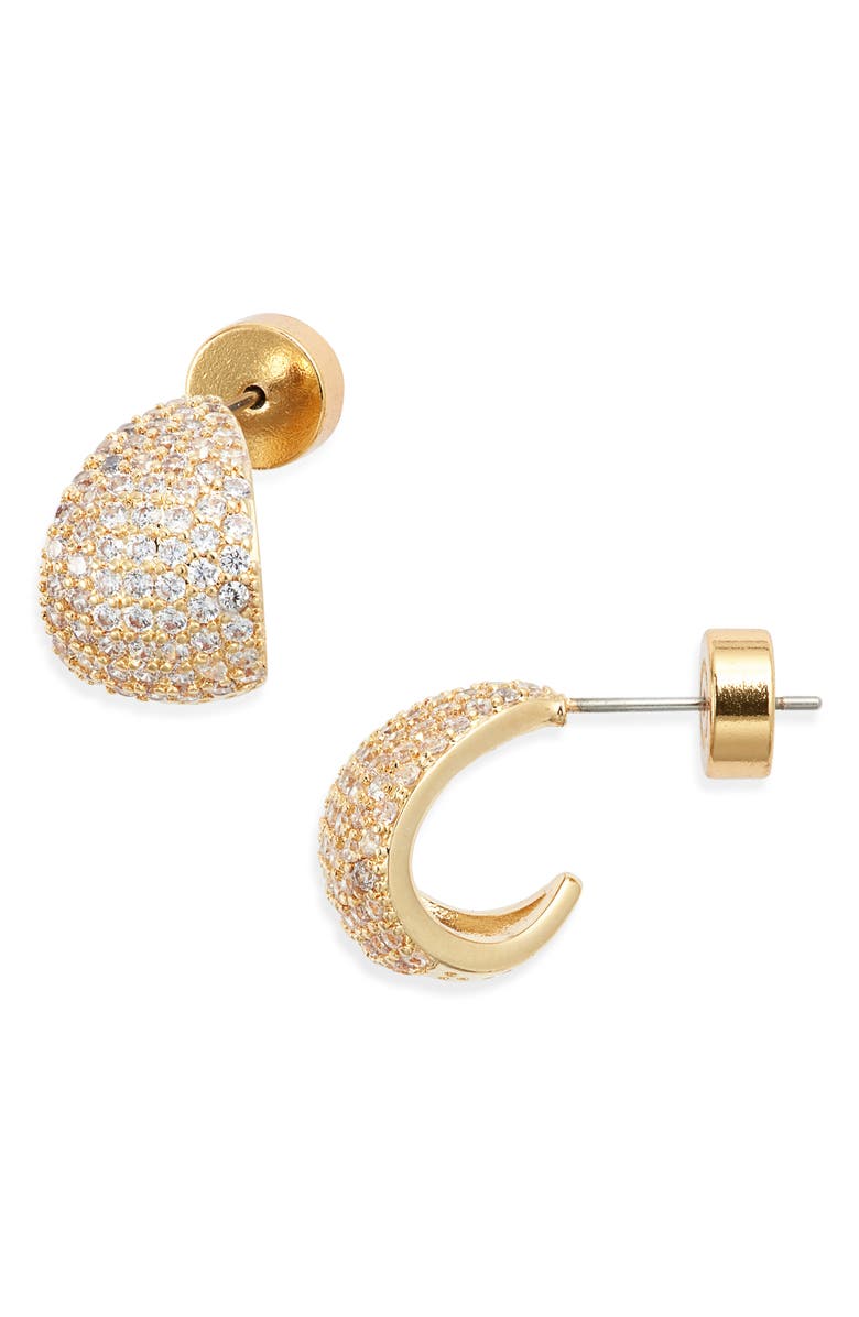 Nordstrom Pavé Huggie Hoop Earrings, Main, color, Clear- Gold