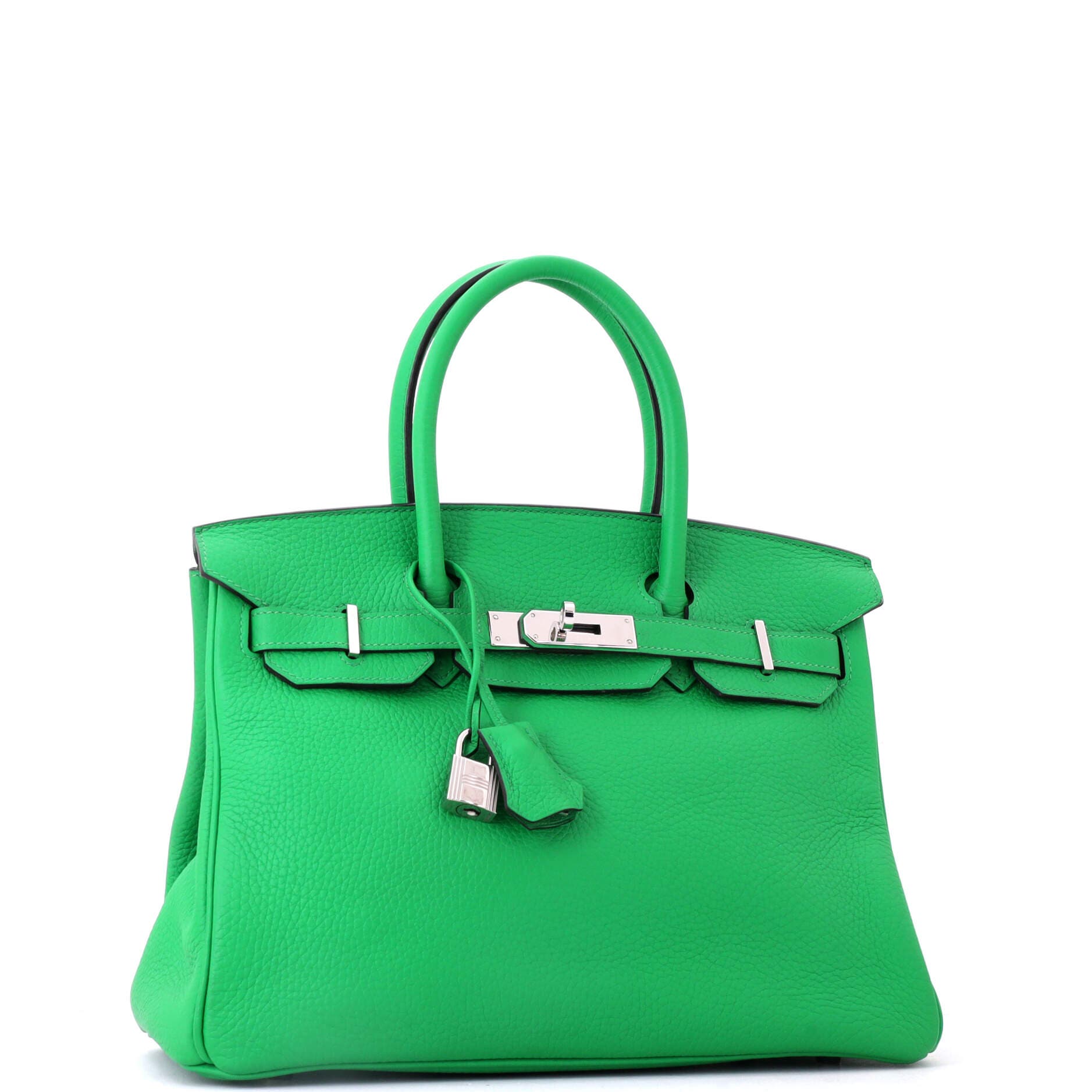 Pre-Owned Hermes Birkin Handbag Green Clemence with Palladium Hardware 30, Alternate, color, Green
