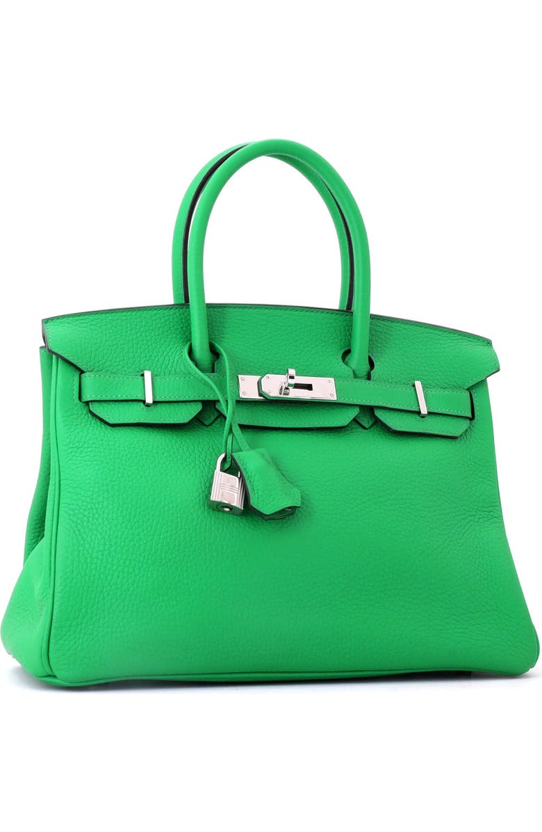 Pre-Owned Hermes Birkin Handbag Green Clemence with Palladium Hardware 30, Alternate, color, Green