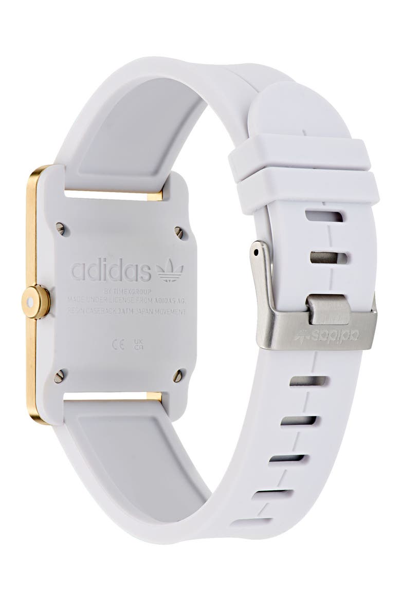 Rectangular Dial Silicone Strap Watch, 31mm, Alternate, color, WHITE
