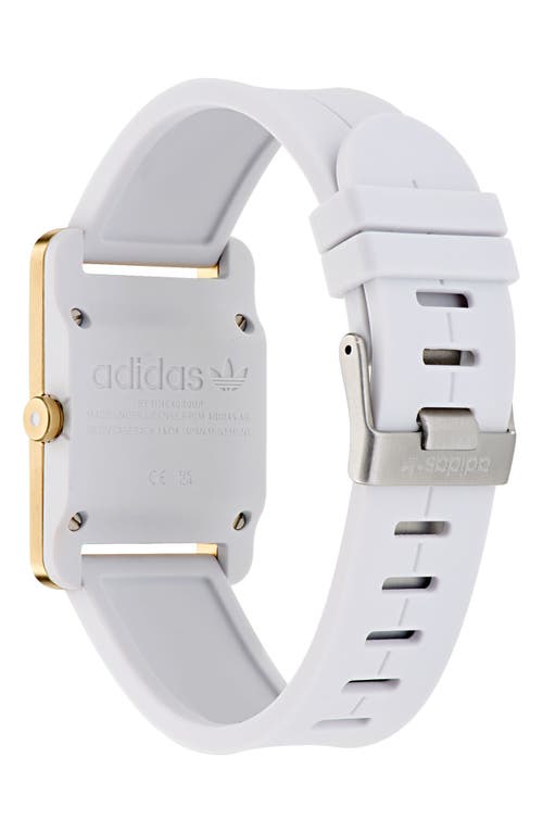 Adidas Originals Adidas Rectangular Dial Silicone Strap Watch, 31mm In White