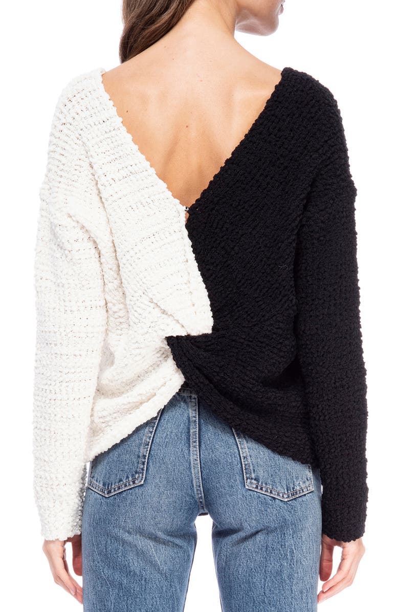 Bobeau Popcorn Twist Back Sweater, Alternate, color,
