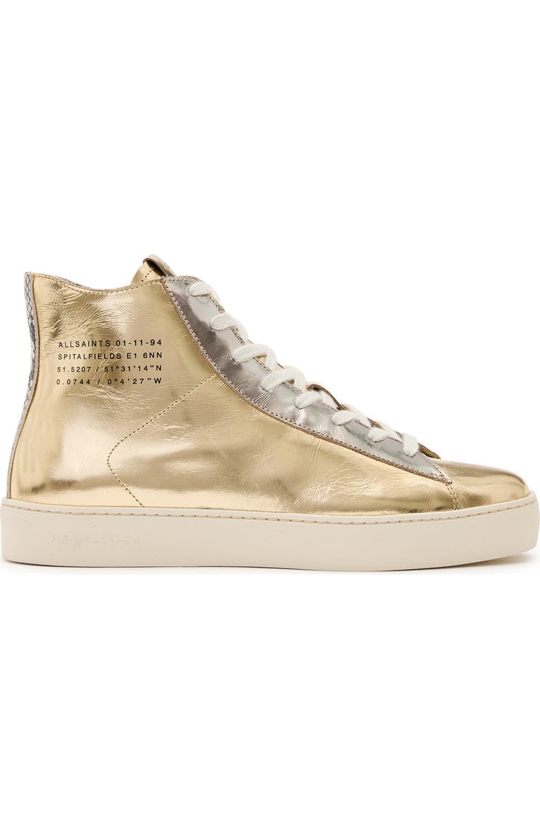 AllSaints Tana Metallic High Top Sneaker, Alternate, color, Gold/ Silver
