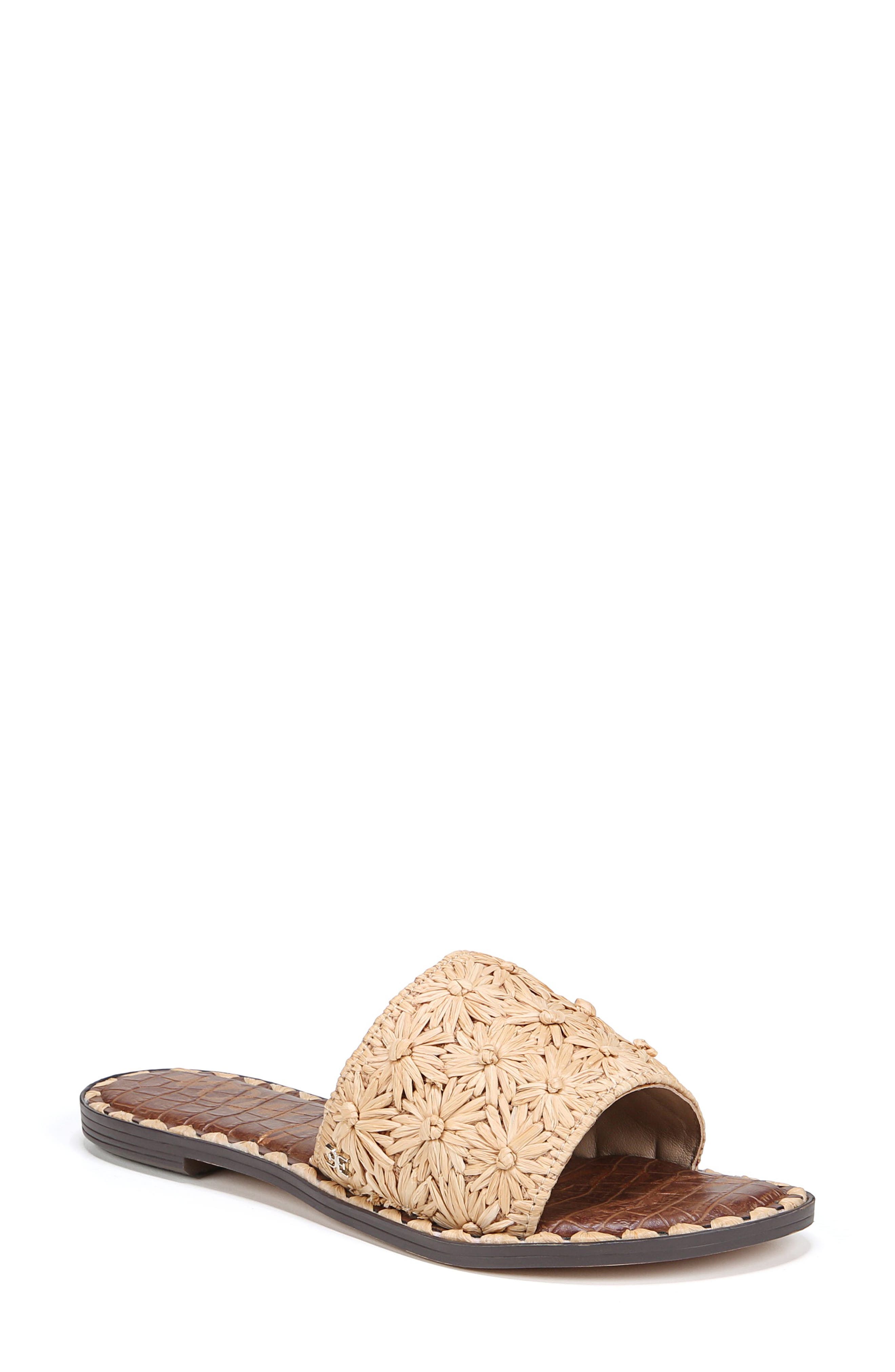 Sam Edelman Giovanna Raffia Slide Sandal, Main, color, Beechwood