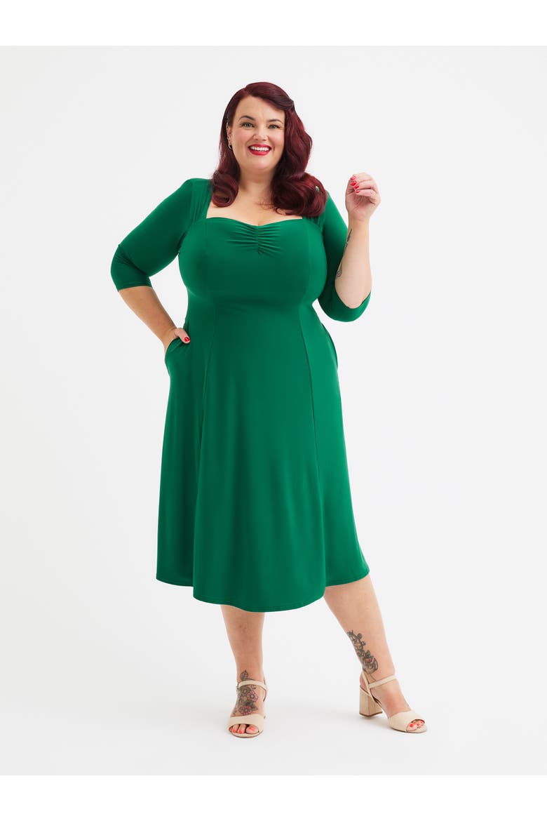 Georgina Sweetheart Neck '1940s' Dress, Main, color, Green
