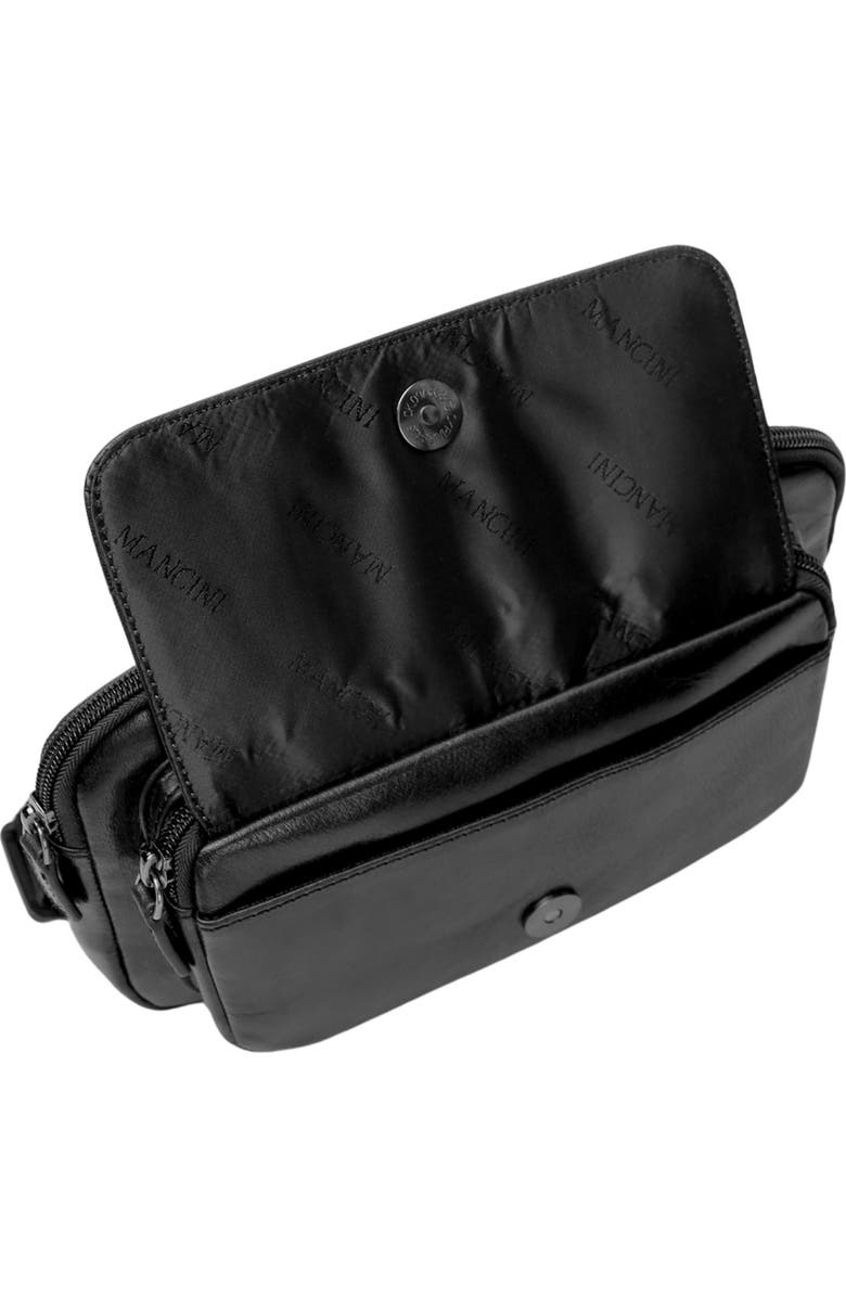 Mancini Buffalo Leather Belt Bag, Alternate, color, Black
