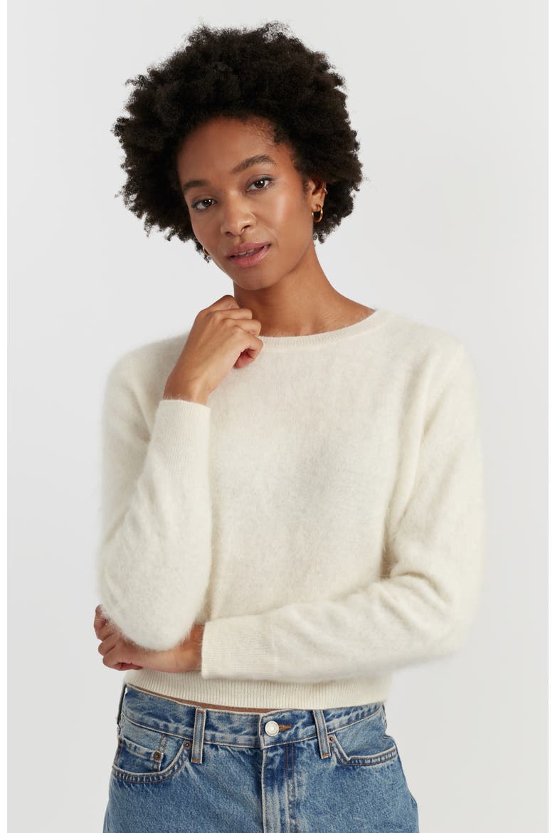 Brushed Cashmere Crewneck Sweater, Main, color, Cream
