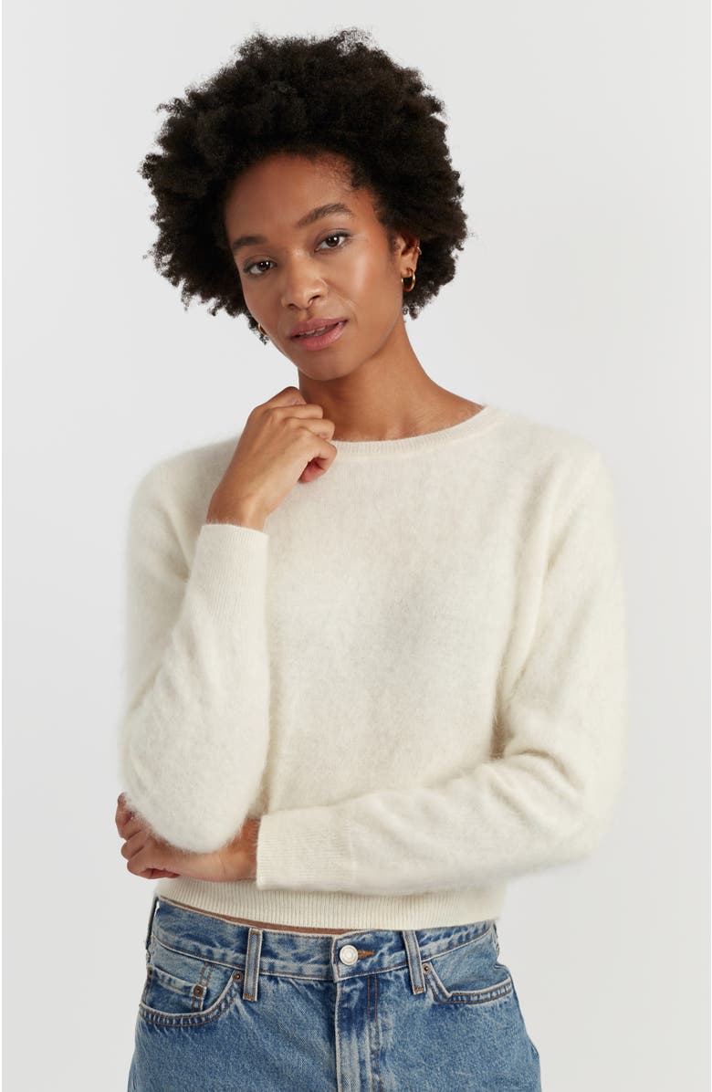 Chinti & Parker Brushed Cashmere Crewneck Sweater, Main, color, Cream