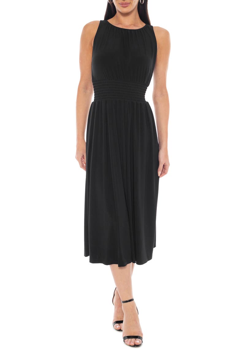 Smocked Waist Jersey Dress, Main, color, BLACK