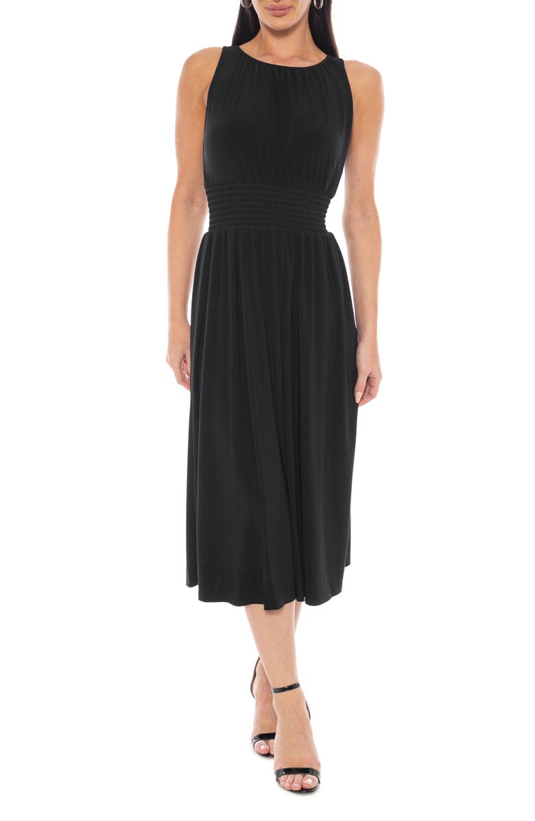 Marina Smocked Waist Jersey Dress, Main, color, Black