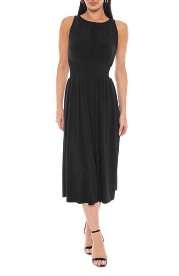 Marina Smocked Waist Jersey Dress In Black