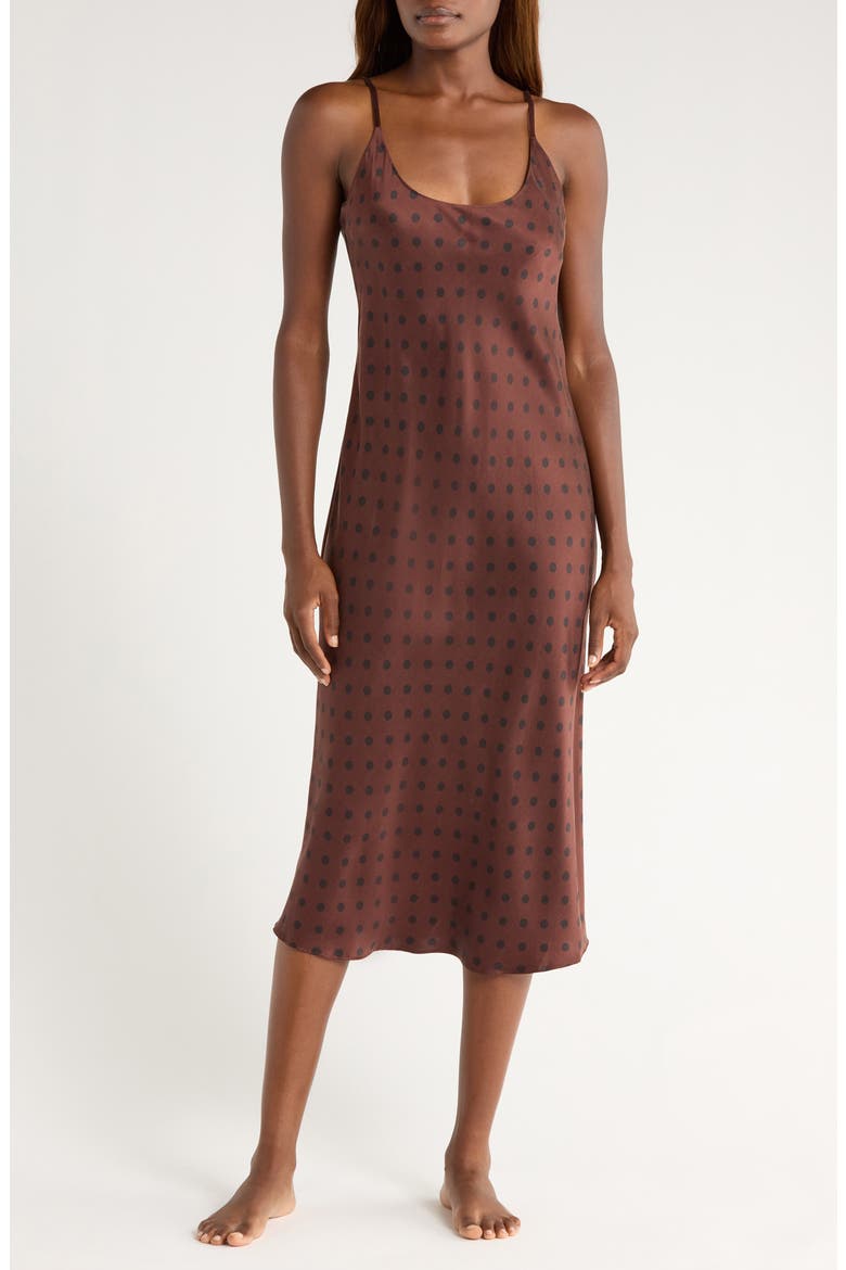 Washable Silk Slipdress Nightgown, Main, color, CHOCOLATE ELLIPSES
