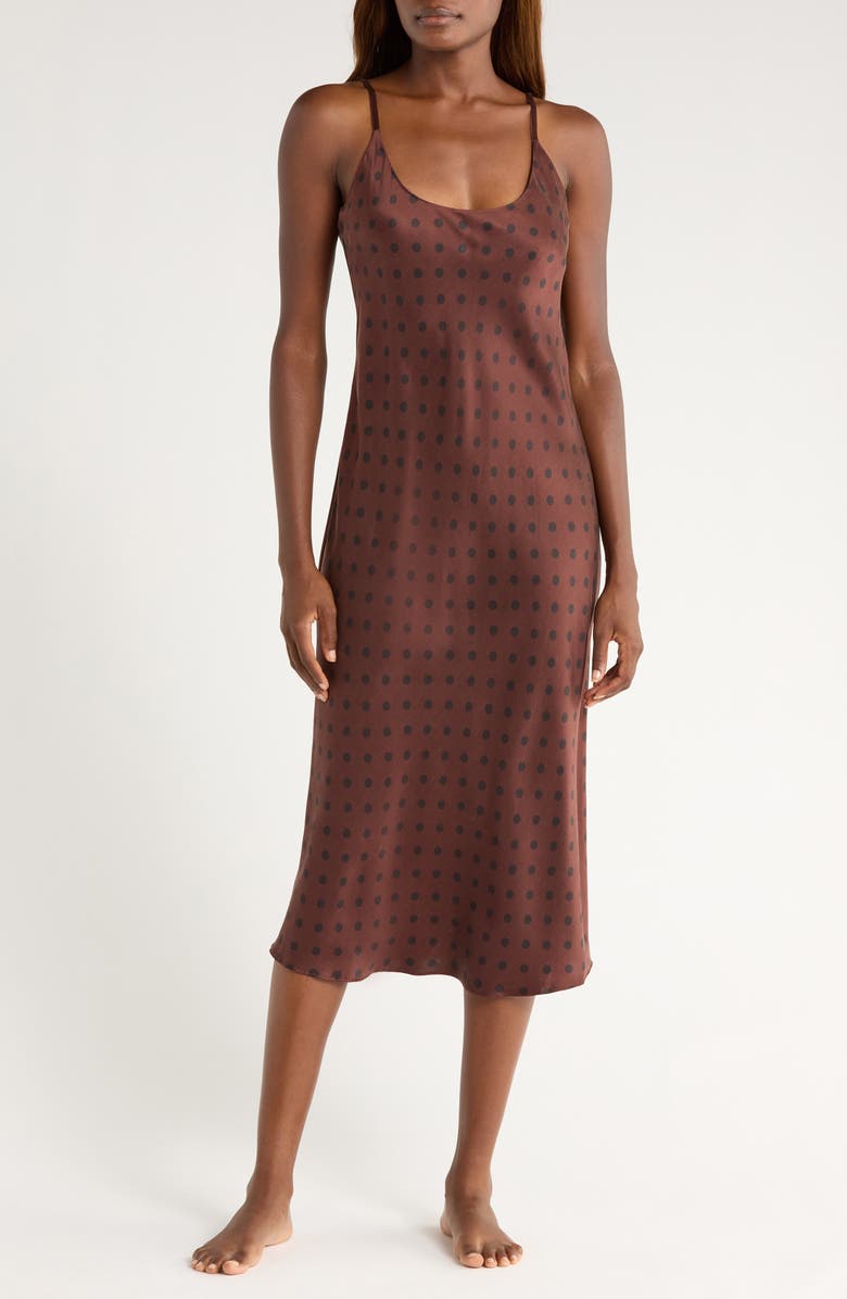 Lunya Washable Silk Slipdress Nightgown, Main, color, Chocolate Ellipses