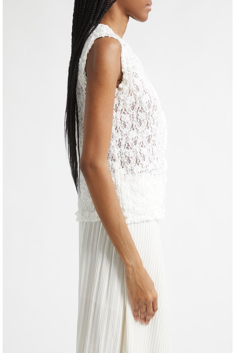 Button Front Lace Tank, Alternate, color, IVORY