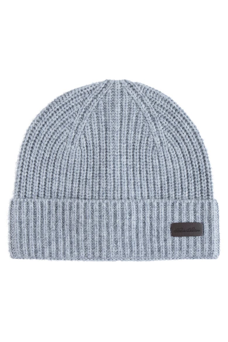 Pure Cashmere Rib Cuffed Beanie, Main, color, Med Grey Heather