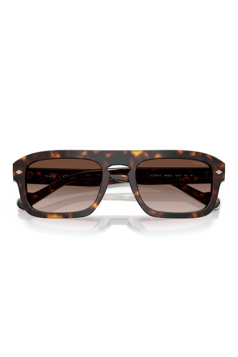 53mm Gradient Square Sunglasses, Alternate, color, DARK HAVANA