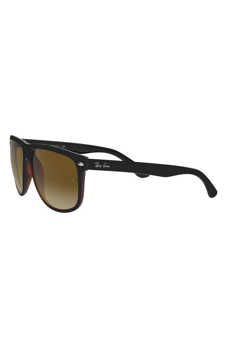 Ray-Ban Boyfriend 60mm Flat Top Sunglasses, Alternate, color, Black/Brown