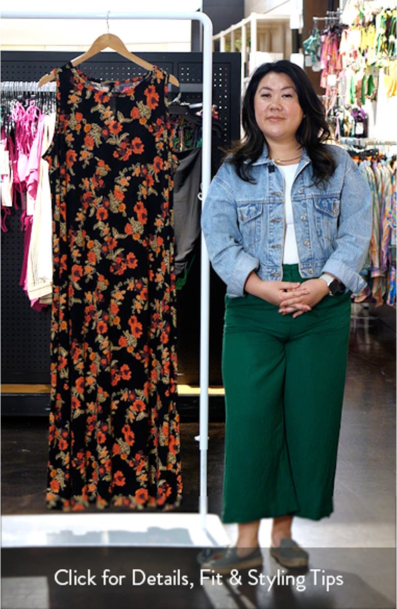 Floral Sleeveless Jersey Maxi Dress, sales video thumbnail