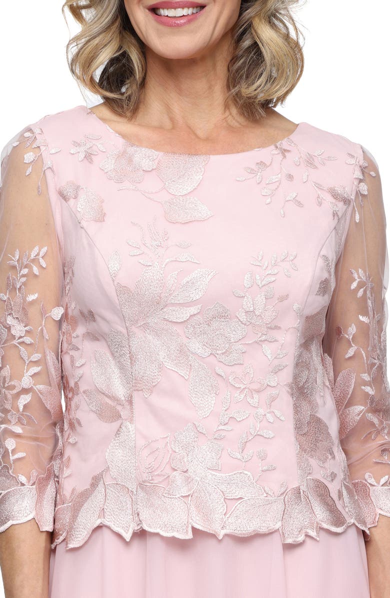 Alex Evenings Embroidered Mock Two-Piece Dress, Alternate, color, 