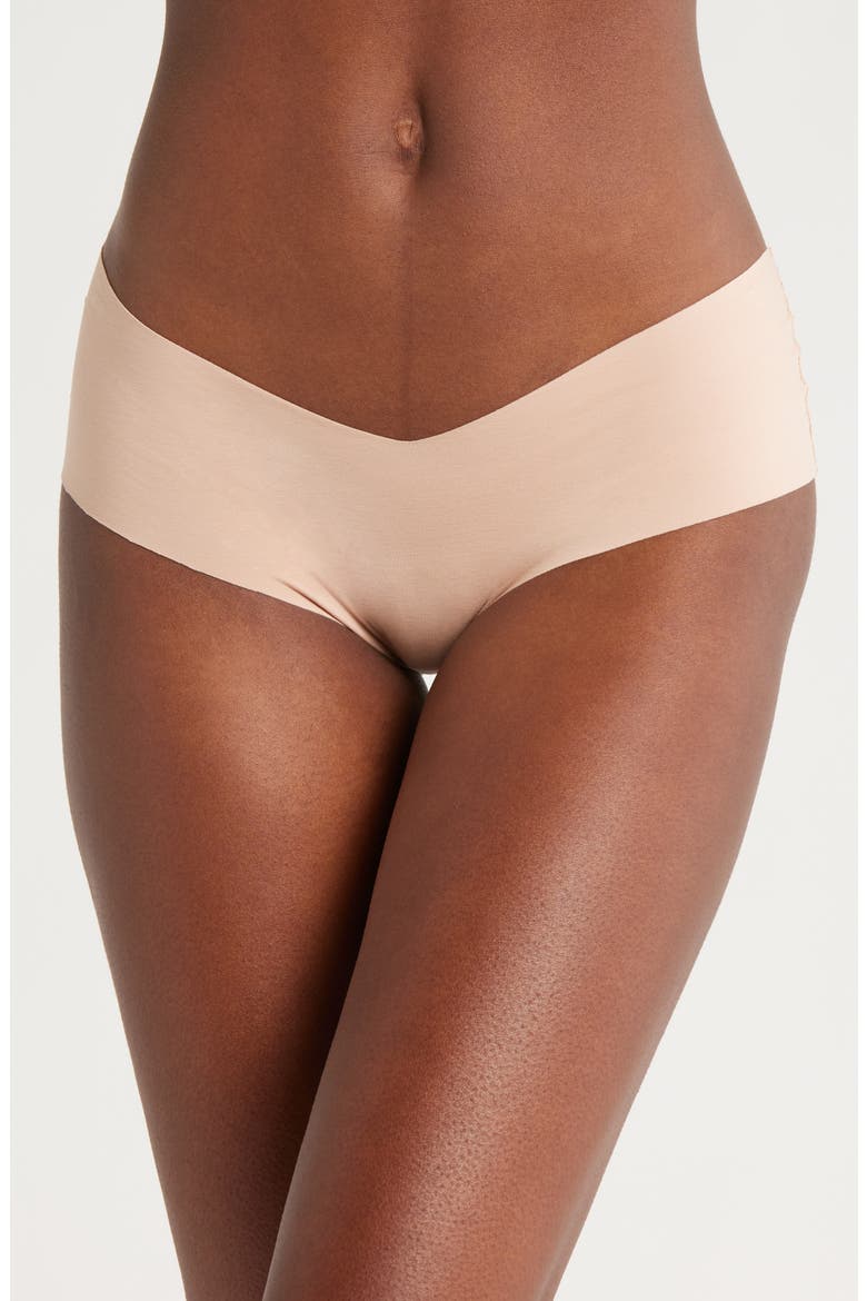 Estelle Lace Trim Stretch Cotton Hipster Panties, Main, color, BLUSH