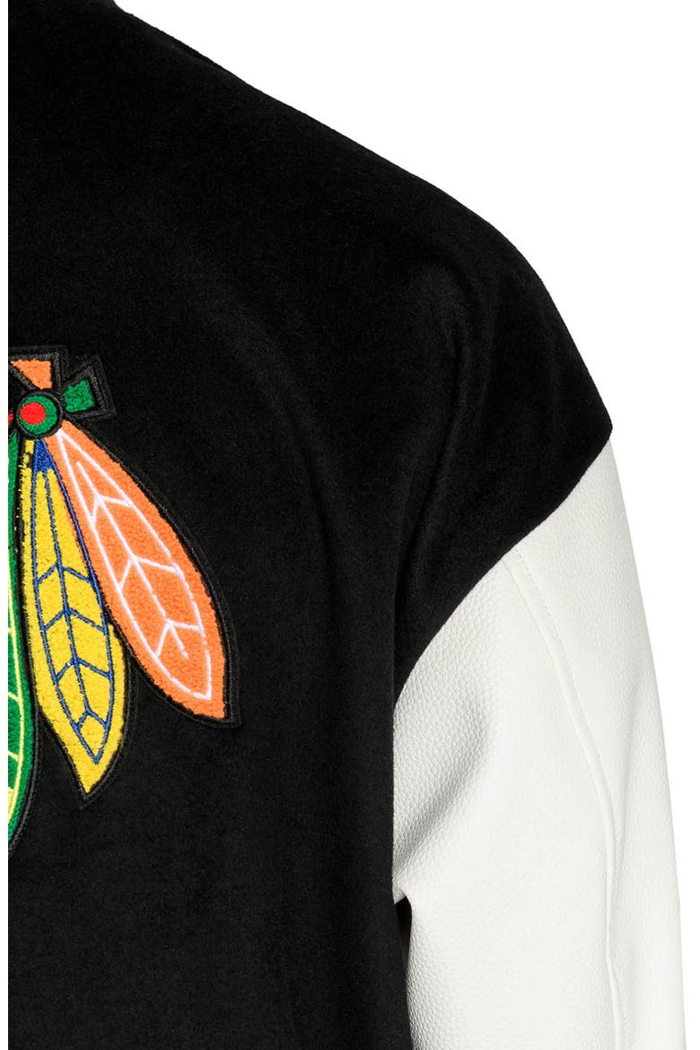 Chicago Blackhawks Bomber Jacket, Alternate, color, BLACK