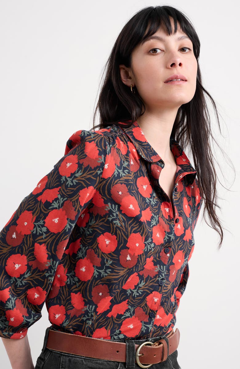 Seasalt Cornwall Embrace Floral Button-Up Shirt, Alternate, color, Grass Meadow Maritime