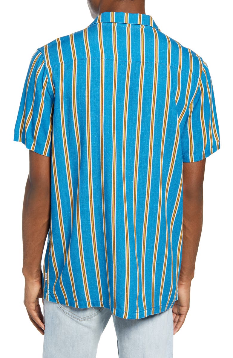 Banks Journal Drop Stripe Short Sleeve Button-Up Camp Shirt, Alternate, color,