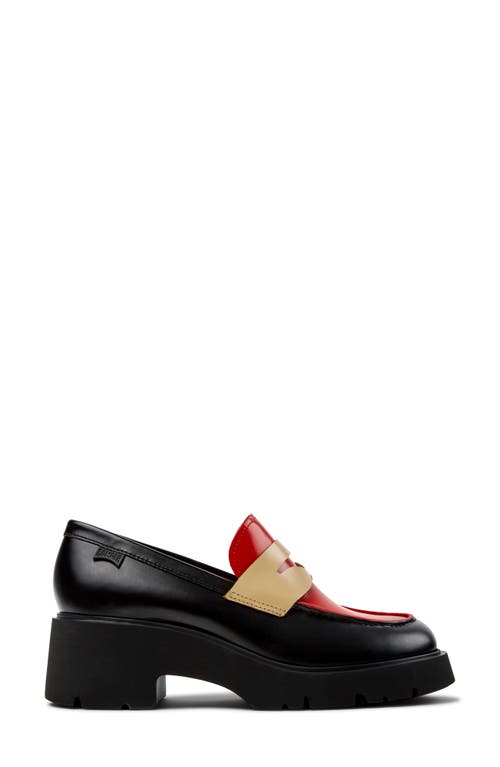 Camper Milah Mismatched Penny Loafers In Black Multi