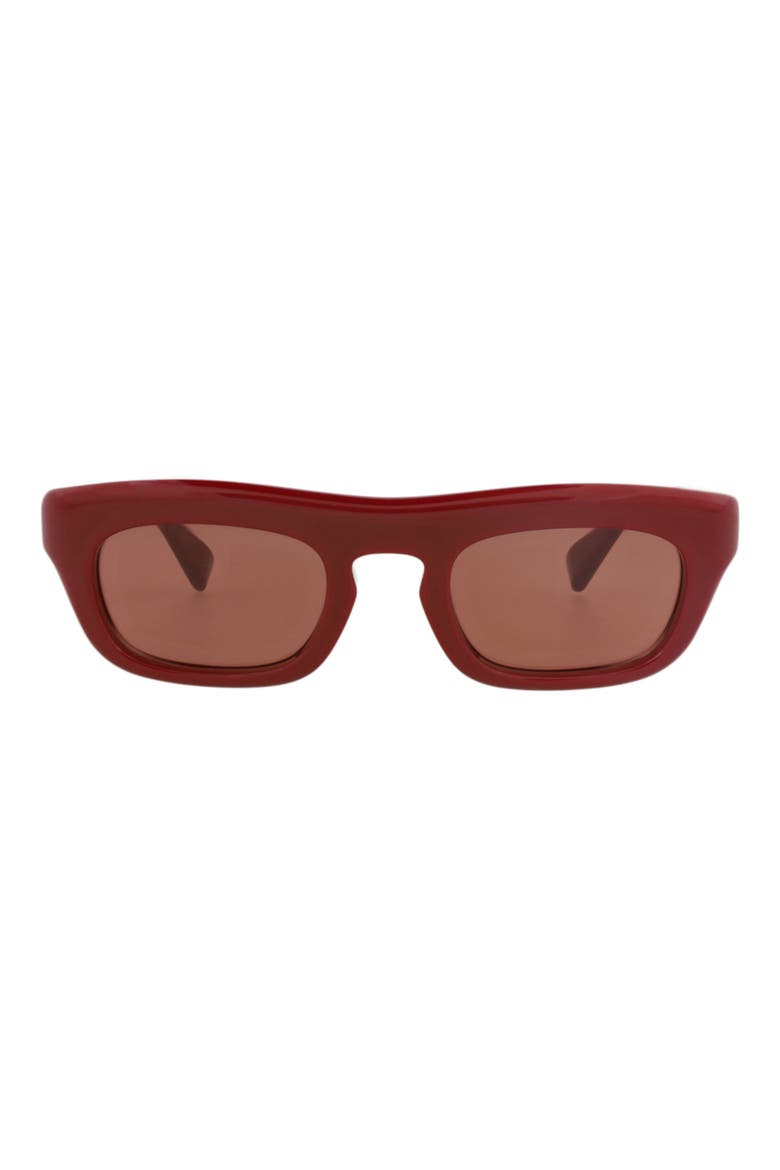 50mm Rectangle Sunglasses, Main, color, BURGUNDY BURGUNDY BROWN
