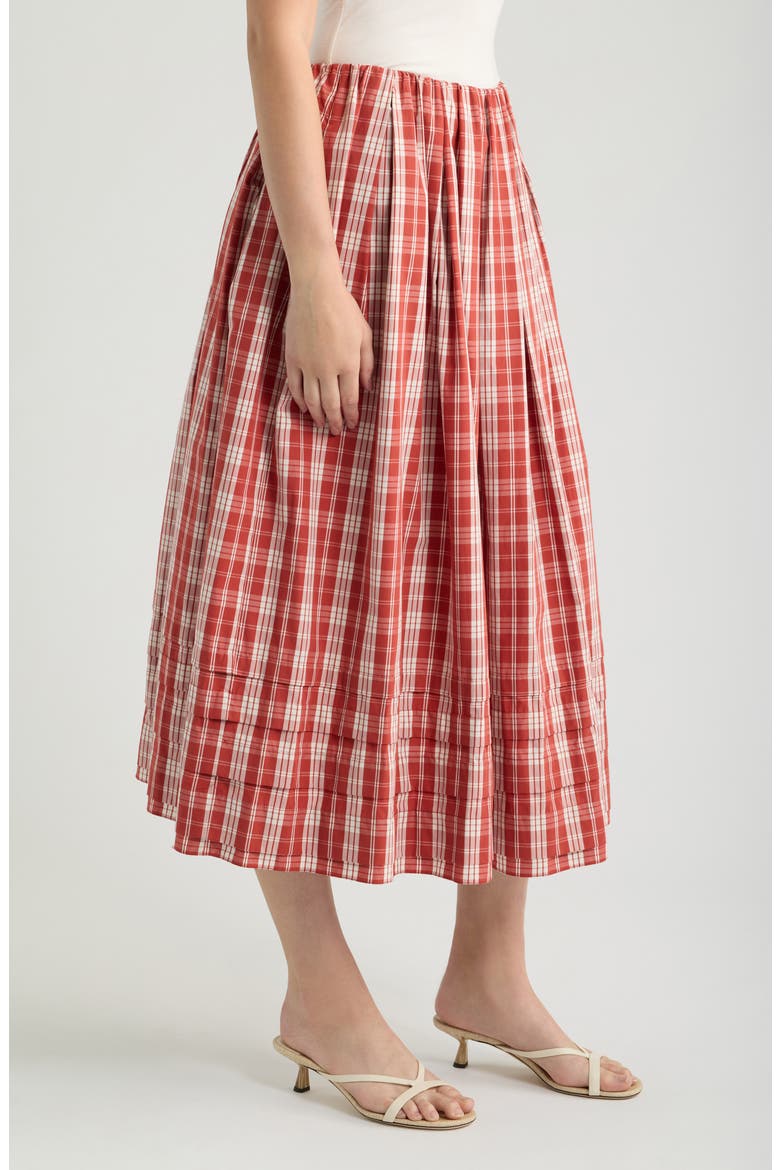 Cales Check Cotton Skirt, Alternate, color, INES CHECK TERRA ROSSO