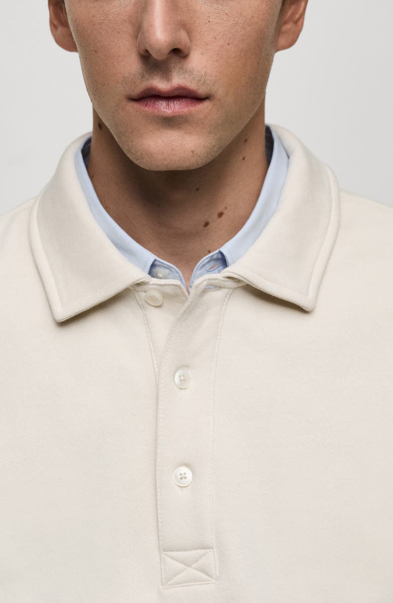 MANGO Cotton Blend Polo Sweatshirt, Alternate, color, Ecru