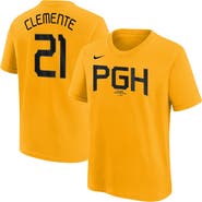Nike Youth Nike Roberto Clemente Gold Pittsburgh Pirates Fuse City Connect Name & Number T-Shirt