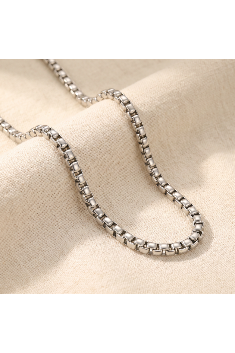 Men's Polished Steel Clasp 7.5mm Tight Cubic Link  24" Chain, Alternate, color, Stainless Steel