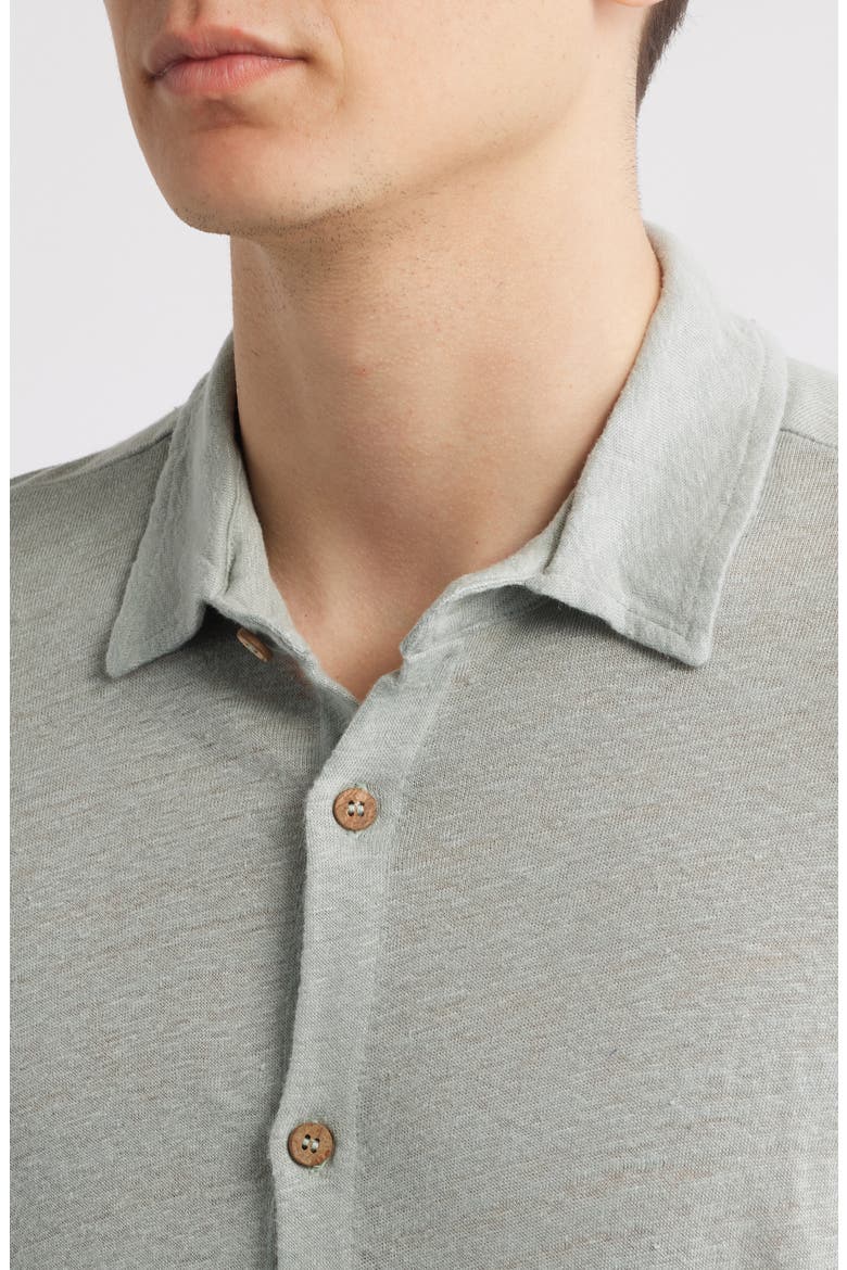 Ola Linen Knit Short Sleeve Button-Up, Alternate, color, STEEL