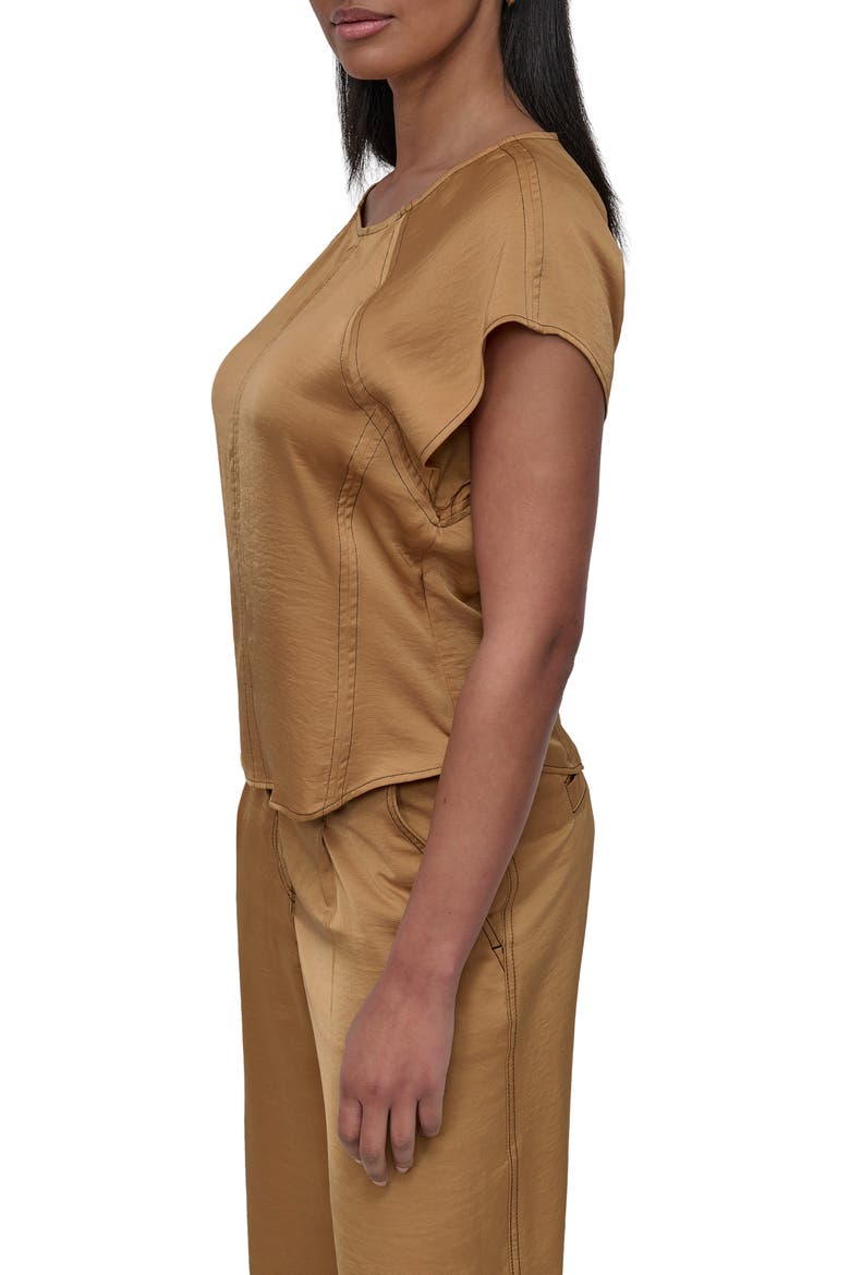 Glazed Crinkle Satin Top, Alternate, color, WHISKEY