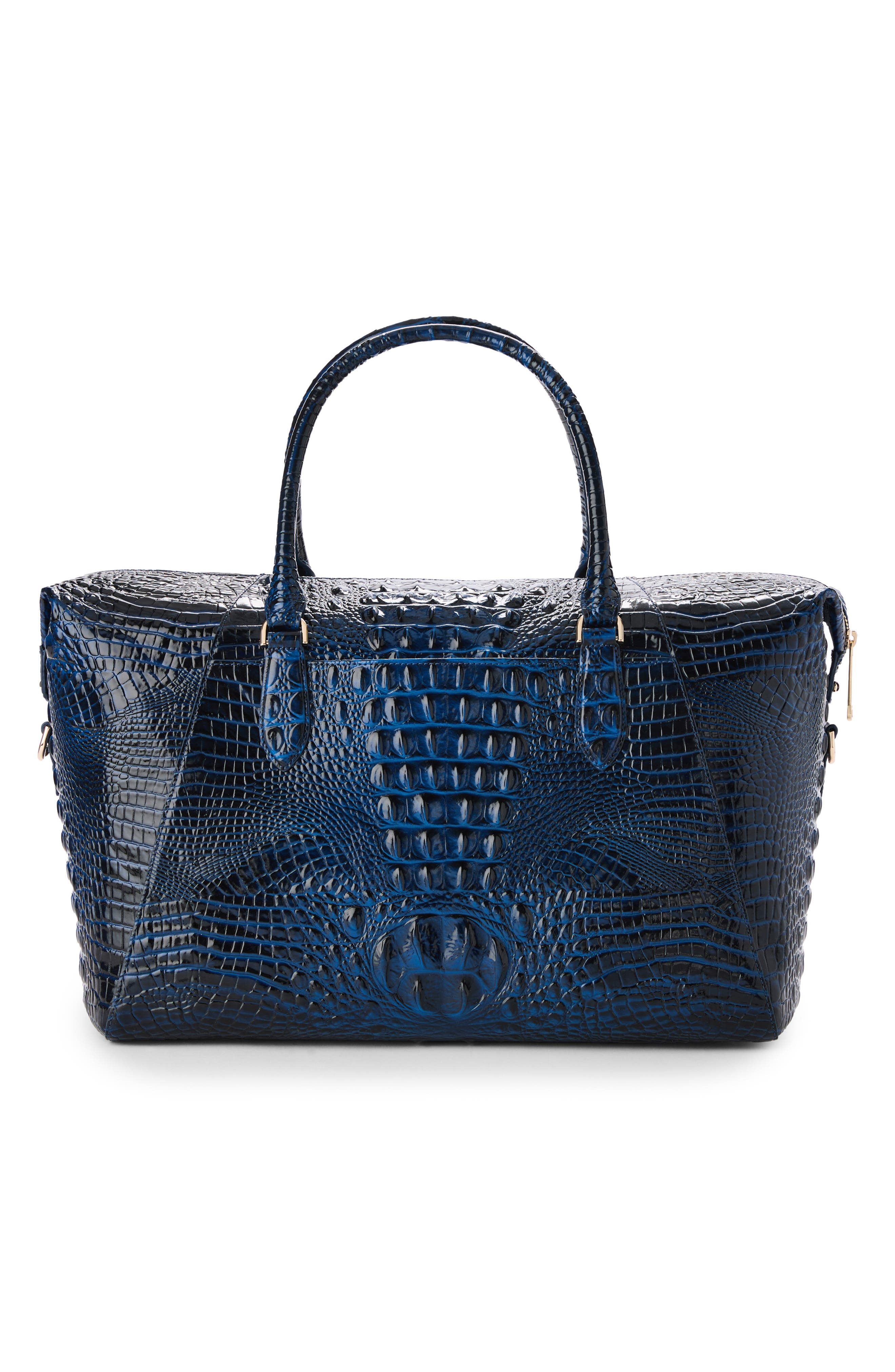 Daniela Croc Embossed Leather Travel Bag, Alternate, color, ANCHOR